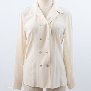 VTG 90s 4 Silk Button Down Blouse Cream White